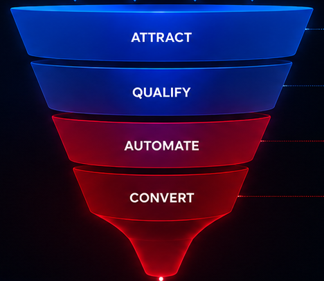 Embudo: Atraer, Calificar, Automatizar, Convertir
